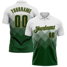 Load image into Gallery viewer, Custom White Green-Old Gold 3D Pattern Design Gradient Square Shape Performance Polo Shirt