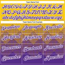 Load image into Gallery viewer, Custom Yellow Purple-White 3D Pattern Design Gradient Square Shape Performance Polo Shirt