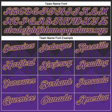 Load image into Gallery viewer, Custom Black Purple-Old Gold 3D Pattern Design Gradient Square Shape Performance Polo Shirt