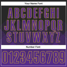 Load image into Gallery viewer, Custom Black Purple-Old Gold 3D Pattern Design Gradient Square Shape Performance Polo Shirt