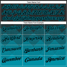 Load image into Gallery viewer, Custom Black Teal 3D Pattern Design Gradient Square Shape Performance Polo Shirt