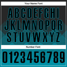 Load image into Gallery viewer, Custom Black Teal 3D Pattern Design Gradient Square Shape Performance Polo Shirt