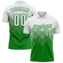 Load image into Gallery viewer, Custom White Grass Green 3D Pattern Design Gradient Square Shape Performance Polo Shirt
