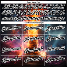 Load image into Gallery viewer, Custom Navy Black-White 3D Bowling Burning Flame Performance Polo Shirt