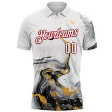 Load image into Gallery viewer, Custom White Red 3D Bowling Fluid Performance Polo Shirt