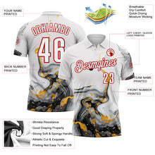 Load image into Gallery viewer, Custom White Red 3D Bowling Fluid Performance Polo Shirt