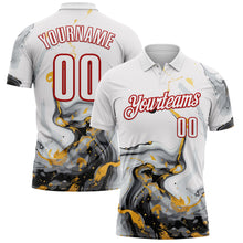 Load image into Gallery viewer, Custom White Red 3D Bowling Fluid Performance Polo Shirt