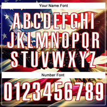 Load image into Gallery viewer, Custom Black White Red 3D Bowling American Flag Eagle Performance Polo Shirt