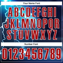 Load image into Gallery viewer, Custom Navy Red-White 3D Bowling Lightning Performance Polo Shirt