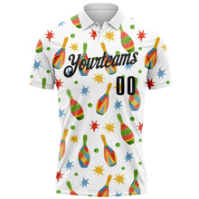 Load image into Gallery viewer, Custom White Black 3D Bowling Watercolor Performance Polo Shirt