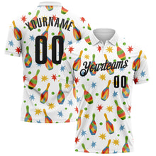Load image into Gallery viewer, Custom White Black 3D Bowling Watercolor Performance Polo Shirt