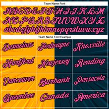 Load image into Gallery viewer, Custom Navy Pink Gold-Black 3D Bowling Performance Polo Shirt