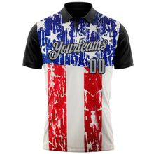 Load image into Gallery viewer, Custom White Gray-Black 3D Cornhole American Flag Performance Polo Shirt