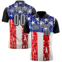 Load image into Gallery viewer, Custom White Gray-Black 3D Cornhole American Flag Performance Polo Shirt