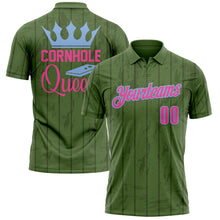 Load image into Gallery viewer, Custom Green Pink-Light Blue 3D Cornhole Performance Polo Shirt