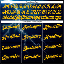 Load image into Gallery viewer, Custom Navy Gold 3D Cornhole Performance Polo Shirt