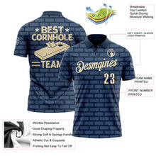 Load image into Gallery viewer, Custom Navy Cream 3D Cornhole Performance Polo Shirt