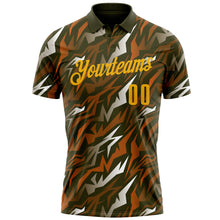 Load image into Gallery viewer, Custom Olive Gold 3D Cornhole American Flag Performance Salute To Service Polo Shirt