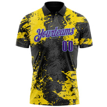 Load image into Gallery viewer, Custom Black Purple-Light Blue 3D Cornhole Splash Performance Polo Shirt