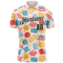 Load image into Gallery viewer, Custom Cream Black-White 3D Cornhole Performance Polo Shirt