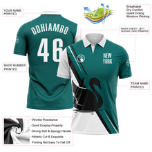 Load image into Gallery viewer, Custom Teal White-Black 3D Pattern Design Animal Swan Performance Polo Shirt