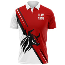 Load image into Gallery viewer, Custom Red White-Black 3D Pattern Design Animal Bull Performance Polo Shirt