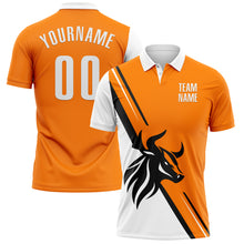 Load image into Gallery viewer, Custom Bay Orange White-Black 3D Pattern Design Animal Bull Performance Polo Shirt