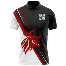Load image into Gallery viewer, Custom Black White-Red 3D Pattern Design Animal Bull Performance Polo Shirt