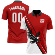 Load image into Gallery viewer, Custom Red White-Black 3D Pattern Design Animal Eagle Performance Polo Shirt
