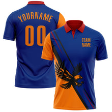 Load image into Gallery viewer, Custom Royal Bay Orange Red-Black 3D Pattern Design Animal Eagle Performance Polo Shirt