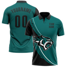 Load image into Gallery viewer, Custom Teal Black-White 3D Pattern Design Animal Tiger Performance Polo Shirt