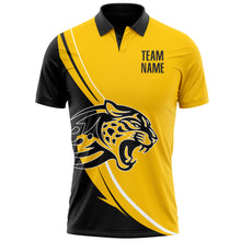 Load image into Gallery viewer, Custom Yellow Black-White 3D Pattern Design Animal Leopard Performance Polo Shirt