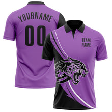 Load image into Gallery viewer, Custom Medium Purple Black-White 3D Pattern Design Animal Leopard Performance Polo Shirt