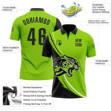 Load image into Gallery viewer, Custom Neon Green Black-White 3D Pattern Design Animal Leopard Performance Polo Shirt