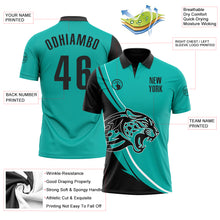 Load image into Gallery viewer, Custom Aqua Black-White 3D Pattern Design Animal Leopard Performance Polo Shirt