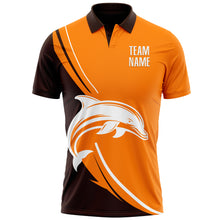 Load image into Gallery viewer, Custom Bay Orange White-Brown 3D Pattern Design Animal Dolphin Performance Polo Shirt