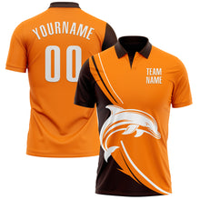 Load image into Gallery viewer, Custom Bay Orange White-Brown 3D Pattern Design Animal Dolphin Performance Polo Shirt