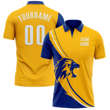 Load image into Gallery viewer, Custom Gold White-Royal 3D Pattern Design Animal Lion Performance Polo Shirt