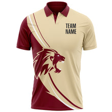 Load image into Gallery viewer, Custom Cream Black-Crimson 3D Pattern Design Animal Lion Performance Polo Shirt