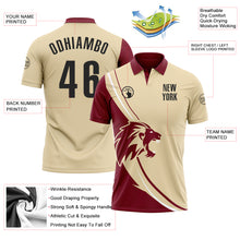 Load image into Gallery viewer, Custom Cream Black-Crimson 3D Pattern Design Animal Lion Performance Polo Shirt