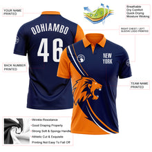 Load image into Gallery viewer, Custom Navy White-Bay Orange 3D Pattern Design Animal Lion Performance Polo Shirt