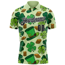 Load image into Gallery viewer, Custom Green Black-Gray 3D St. Patrick's Day Shamrock Performance Polo Shirt