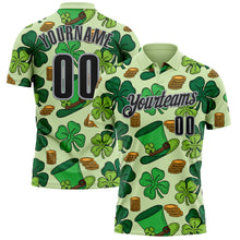 Load image into Gallery viewer, Custom Green Black-Gray 3D St. Patrick's Day Shamrock Performance Polo Shirt