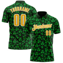 Load image into Gallery viewer, Custom Green Gold-White 3D St. Patrick's Day Shamrock Performance Polo Shirt