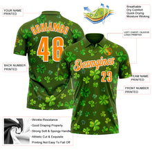 Load image into Gallery viewer, Custom Green Bay Orange-White 3D St. Patrick's Day Shamrock Performance Polo Shirt