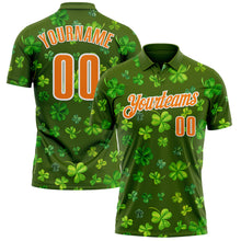 Load image into Gallery viewer, Custom Green Bay Orange-White 3D St. Patrick's Day Shamrock Performance Polo Shirt