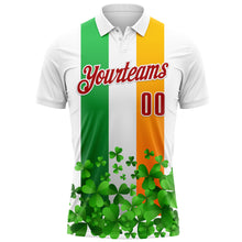 Load image into Gallery viewer, Custom White Red Green-Bay Orange 3D St. Patrick's Day Shamrock Performance Polo Shirt