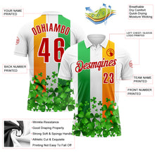 Load image into Gallery viewer, Custom White Red Green-Bay Orange 3D St. Patrick's Day Shamrock Performance Polo Shirt