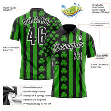 Load image into Gallery viewer, Custom Black Green-White 3D St. Patrick's Day Shamrock Performance Polo Shirt
