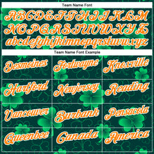 Load image into Gallery viewer, Custom Navy Bay Orange-Green 3D St. Patrick's Day Shamrock Performance Polo Shirt